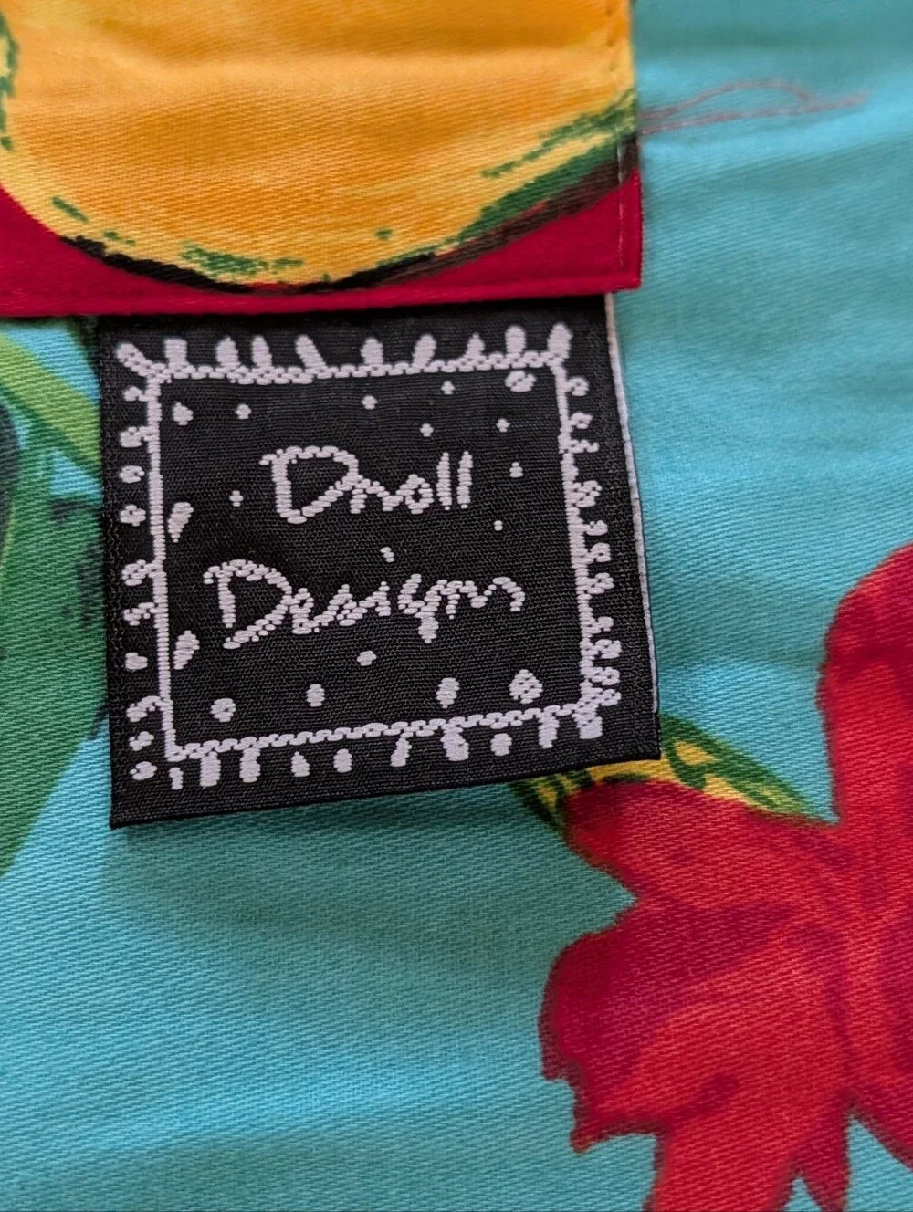 rare DROLL DESIGNS reversible cotton sateen apron